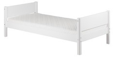 Łóżko pojedyncze, MDF, stelaż z elastycznych listewek, biały/białe