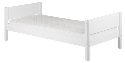 Łóżko pojedyncze krótsze, MDF, stelaż z elastycznych listewek, biały/białe